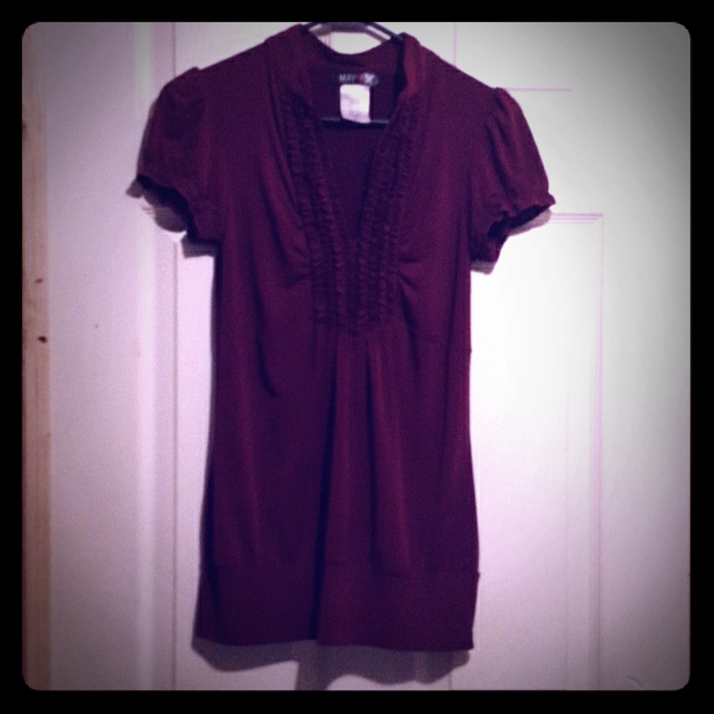 Burgundy v neck dress top